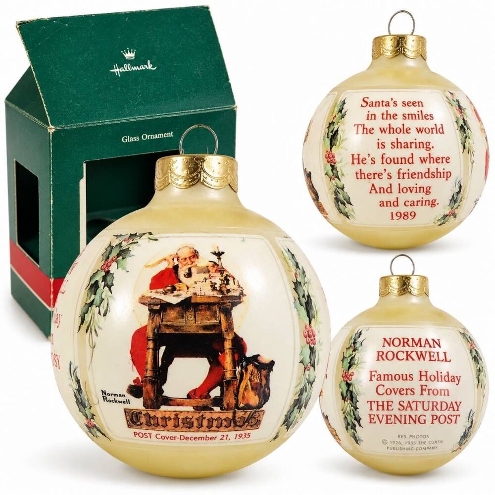 Hallmark Keepsake Ornament 1989 Norman Rockwell Santa Globe – Saturday Evening P